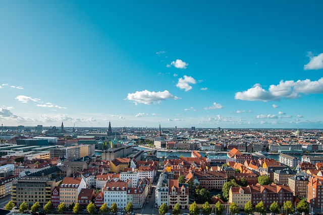 Panoramic photo of Copenhagen, Denmark. 